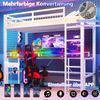 Hochbett mit RGB LED-Streifen, Schreibtisch, Monitorständer, Lattenrost, Rausfallschutz, Steckdosen, USB, Type-C, 90x200cm, Metallbett, Kinderbett Bild 4