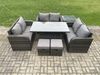 Fimous Rattan Garten Outdoor Möbel Set Patio Einstellbarer Aufsteigenderr Esstisch mit Beistelltisch 2 Kleine Fußhocker Bild 2