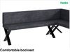 MEBLINI Eckbank für Esszimmer mit ausziehbarem Tisch - Küchenbank - Essecke - Sitzecke Küche - TONI - X-Beine 142x196x87cm Rechts - Dunkelgrau Samt/B Weiß Matt Bild 5