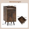 Nachttisch mit Ladestation schmaler Nachtschrank mit 2 Schubladen Beistelltisch mit Metallbeinen Rustikales Braun Bild 2