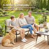 Outsunny Gartensofa mit abnehmbar Kissen, Holzoptik-Armlehnen, Stahlrahmen, Gartenbank 1 Teile, für Garten Terrasse Khaki Bild 4