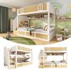 Merax Etagenbett 90x200 cm Kinderbett, Jugendbett, mit Treppenschrank und Stauraum, Doppelstockbett in Weiß und Natur mit Sicherheitsgeländer und Lattenrost, platzsparendes Bett Bild 3