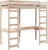 vidaXL Hochbettrahmen Natur 90 x 200 cm Massives Kiefernholz 3414550 Bild 1