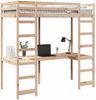 vidaXL Hochbettrahmen Natur 90 x 200 cm Massives Kiefernholz 3414550 Bild 2