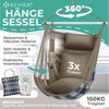 KESSER® Hängesessel Haiti 150kg Traglast, Hängestuhl 360° Drehung, Hängeschaukel Indoor-Outdoor UV-beständig & Wasserfest, Pflegeleicht, Inkl. 2 Kissen, Tragetasche, Flaschenhalter & Montage-Set Mocca Bild 2