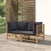 vidaXL Garten-Ecksofas mit Dunkelgrauen Kissen 2 Stk. Bambus 3155214 Bild 2