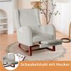 FUROKOY Schaukelstuhl Relaxsessel Stillsessel mit Holzsockel Fußstütze (Set, 1 St), Schaukelsessel,Leinenstoff,2 Seitentaschen,1 Lendenkissen,Grau Bild 2