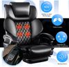 Bürostuhl, ergonomischer XXL-Drehstuhl bis 230 kg mit Massagefunktion, verstellbarer Rückenlehne, Fußstütze & Taillenkissen, Leder, Schwarz Bild 4