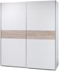 Schwebetürenschrank >Noni< in Weiß / Absetzung Sonoma-Eiche - 170x195x60 (BxHxT) Bild 2