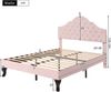 Polsterbett 140×200 cm aus Samt-Stoff mit Lattenrost und verstellbarem Kopfteil, rosa Bild 4