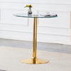 Bartisch 89x89x92 cm aus Glas und Metall, transparent, goldfarben, mit runder Glasplatte Bild 2