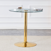 Bartisch 89x89x92 cm aus Glas und Metall, transparent, goldfarben, mit runder Glasplatte Bild 3