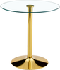Bartisch 89x89x92 cm aus Glas und Metall, transparent, goldfarben, mit runder Glasplatte Bild 4
