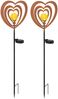 2er Set LED Solar Gartenstecker mit drehbaren Herzen in Rostoptik, Höhe 82cm Bild 2