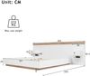 Polsterbett 180×200 cm aus Holzwerkstoff mit USB-Typ-C-Anschluss und LED-Nachtkommoden, weiß Bild 4