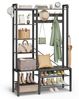 Vasagle Garderobenständer mit Schuhbank, Garderobe, 5 Regalebenen aus Spanplatten, 9 Dreifach-Haken, 6 seitliche Haken, Holzspanplatte, Stahl, steingrau-tintenschwarz, 40 x 120 x 190 cm Bild 3