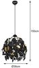 LED Pendelleuchte mit Blätter Lampenschirm Schwarz Gold, Ø 38cm Bild 4