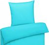 Mako-Satin Bettwäsche "Premium" aus 100% Baumwolle - Uni Aqua 135x200 cm und 80x80 cm Bild 2