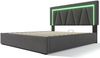 Polsterbett 140×200 cm aus Leinen-Stoff mit LED-Beleuchtung & USB-C-Ladestation, grau Bild 5
