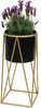 DanDiBo Blumenhocker mit Topf Metall Gold Schwarz S 47 cm Blumenständer 96046 Blumensäule Modern Pflanzenständer Pflanzenhocker Bild 3