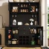 Küchenschrank mit verstellbaren Ablagen & Weinregal, Hochschrank Küchenbuffet mit 4 Türen & 2 Schubladen, Sideboard für Küche & Wohnzimmer, Buffetschrank, Schwarz Bild 3
