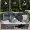 STEELSØN 'Veloria' Polyrattan 4-tlg. Gartenlounge mit Tisch und Aufbewahrungsbox, grau-meliert/anthrazit, wetterfest, für 4 Personen Bild 3