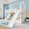Etagenbett Kinderbett 140x200 cm Hausbett mit Rutsche und Stauraumtreppe,Hochbett für Kinderzimmer, Spielbett, weiß Bild 2