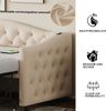 Beiges Schlafsofa 90x200 cm Mit USB Ladeanschluss Und Ausziehbett Leinenbezug Multifunktionsmöbel 2-in-1 Design Sofabett Bild 5