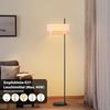 ZMH Stehlampe Vintage Stoffschirm Weiß E27 Fußschalter Retro Bodenlampe Rustikal Für Wohnzimmer Schlafzimmer Sofa Arbeitszimmer Ohne Leuchtmittel Bild 2