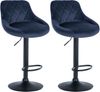 CLP 2er Set Barhocker Lazio Samt höhenverstellbar und 360 Grad drehbar,blau schwarz Bild 1