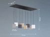 LED Pendelleuchte 8-flammig lang Stoffschirme Bunt, Breite 115cm Bild 4