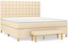 vidaXL Boxspringbett mit Matratze Creme 160x200 cm Stoff 3137490 Bild 2