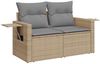 vidaXL 6-tlg. Garten-Sofagarnitur mit Kissen Beige Poly Rattan 3327153 Bild 3