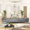 Schlafsofa 2-Sitzer mit 2 Kissen Hellgrau Samt [337582] Bild 3