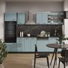 Küchenzeile R-Line Blau-Grau/Anthrazit 300 cm mit Hochschrank, AP Marmor Vicco Bild 4
