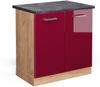 Spülenunterschrank R-Line Rot Hochglanz 80 cm , AP Anthrazit Vicco Bild 1