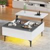 Merax Couchtisch höhenverstellbar Kaffeetisch mit verstecktem Stauraum & Ablagen (1-St, 70*70*35cm), Hochglanz Wohnzimmertisch mit Schublade, Sofatisch mit LED-Beleuchtung Bild 2