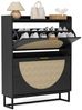 FiveWillowise Schuhschrank Schuhschrank Schmal, Schuhkipper mit Verstellbar, Holz Schuhregal mit 2 Klappen, 80x24x101 cm, Schwarz Bild 3