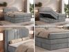 Boxspringbett INERO KING, 7 -Zonen-Multipocket-Matratze H4 und Topper T25, zwei Bettkästen, Doppelbett, Stauraum - 200x200 - Hellgrau Velvet Bild 2