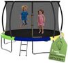JUMMICO Gartentrampolin mit Sicherheitsnetz, Leiter, Randabdeckung, Stahlrahmen, Grün, Ø 360 cm Bild 2