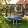 Devoko Gartentrampolin mit Sicherheitsnetz, Leiter, Randabdeckung, Stahlrahmen, Grün, Ø 360 cm Bild 2