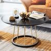 Kadima Design Couchtisch, Eleganter Schwarzer und Goldener Wohnzimmertisch, Robuste Metallstruktur, Große Ablagefläche. 80x80x42 cm Bild 2