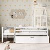 Bett Hausbett 90x200 cm aus Kiefer massiv mit Leiter und Schublade – Hochbett mit Rausfallschutz Bild 4