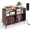 COSTWAY Sideboard, Plattenspielerständer mit Ladestation, 100 x 40 x 74,5 cm Bild 5