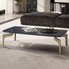 Couchtisch 120 x 60 x 30,5 cm mit Hochglanz Marmor Optik Schwarz / Gold, Wohnzimmertisch Rechteckig mit Metall-Gestell, Sofatisch Groß, Tisch Wohnzimmer Bild 2