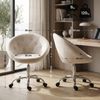 Arbeitshocker TURKU - 65x57x85cm, Samt, Creme | Arbeitsstuhl Drehhocker Rollhocker Bürohocker Bild 2