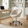 Arbeitshocker TURKU - 65x57x85cm, Samt, Creme | Arbeitsstuhl Drehhocker Rollhocker Bürohocker Bild 3