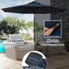 LED Beleuchtung Ampelschirm Rund Sonnenschirm Solarbetrieben Gartenschirm Kurbel Dunkelblau Bild 3