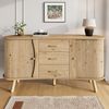 KLAM HOME Sideboard Sideboard mit Rillenoptik, 2 Schiebetüren & 3 Schubladen (Modernes Sideboard skandinavischer Stil mit Massivholzbeinen), Wohnzimmer Sideboard 150cm MDF mit höhenverstellbaren Fächern Bild 4