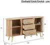 KLAM HOME Sideboard Sideboard mit Rillenoptik, 2 Schiebetüren & 3 Schubladen (Modernes Sideboard skandinavischer Stil mit Massivholzbeinen), Wohnzimmer Sideboard 150cm MDF mit höhenverstellbaren Fächern Bild 3